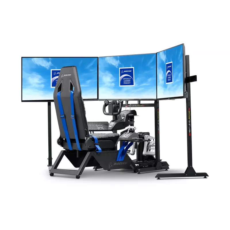 Kokpit leteckého simulátora Next Level Racing Boeing Commercial Edition, modré akcenty