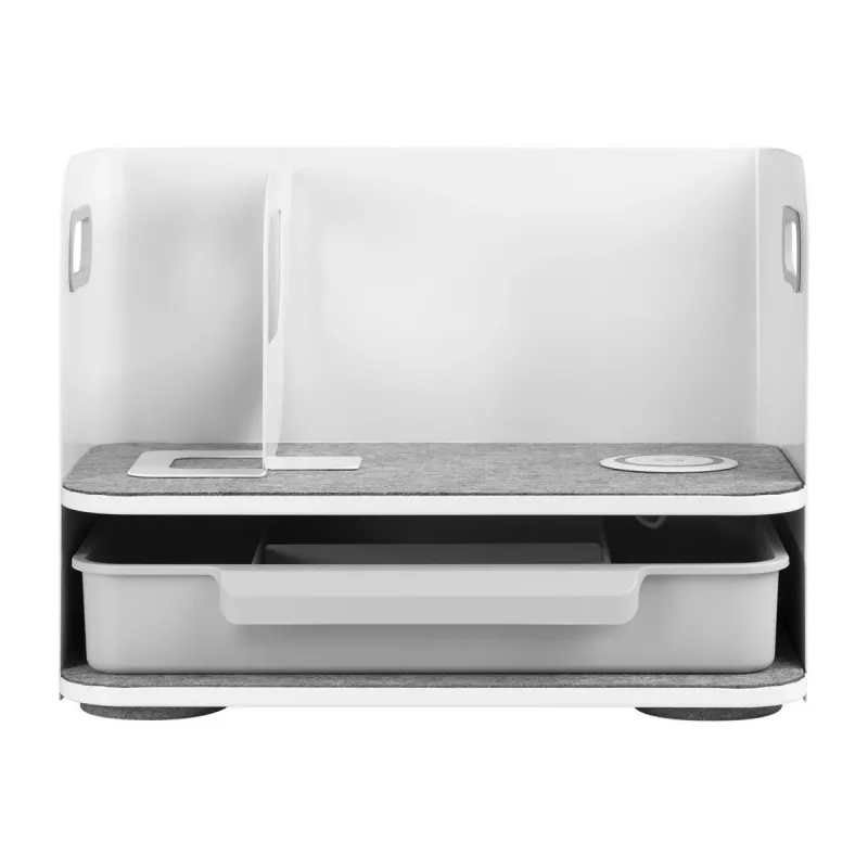 Organizér na stôl so zásuvkou a bezdrôtovou nabíjačkou Ergo Office, biely, max. 10kg, ER-441