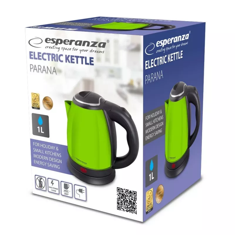 Elektrická kanvica ESPERANZA EKK128G 1,0 l 1350 W bezdrôtová plastové telo zelená