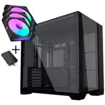 Lian Li O11 Vision Compact PC skriňa bundle + 3x UNI FAN SL-INF 120 Reverse Blade ventilátor - čierna