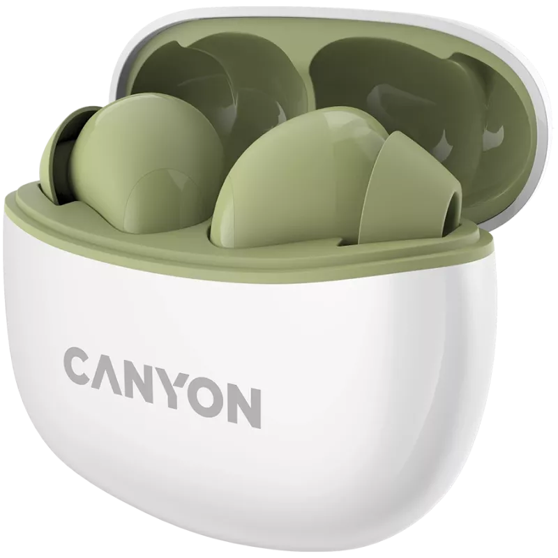 CANYON In-Ear slúchadlá TWS-5, zelená Bluetooth 5.3, dotykové ovládanie, nabíjací vstup: USB-C