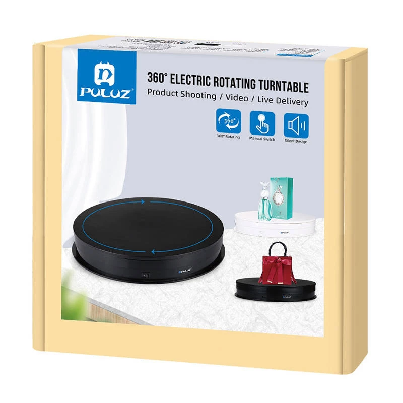 Puluz elektrický otočný tanier PU3049B 30 cm USB čierny – motorizovaný prezentačný tanier