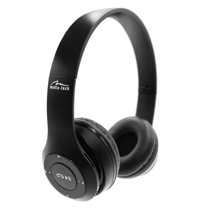 MEDIA-TECH EPSILION BT MT3591 bezdrôtové slúchadlá Bluetooth 4.2 mikrofón rádio FM čierne