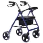 Rollator so štyrmi kolesami a sedadlom, modrý/čierny