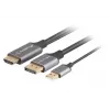 KÁBEL HDMI(M)->DISPLAYPORT(M) 1M 4K ČIERNY LANBERG