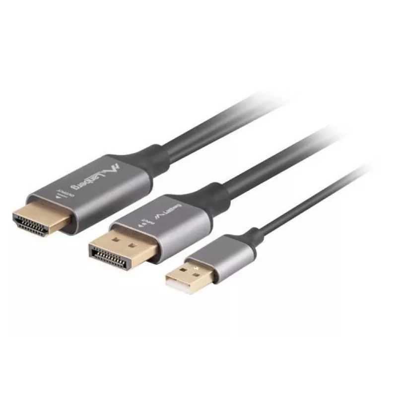 KÁBEL HDMI(M)->DISPLAYPORT(M) 1M 4K ČIERNY LANBERG