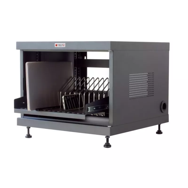 Rackový regál TECHLY 367652 organizér káblov s 3M lepiacou páskou, oceľ, 550×550×410 mm, čierny