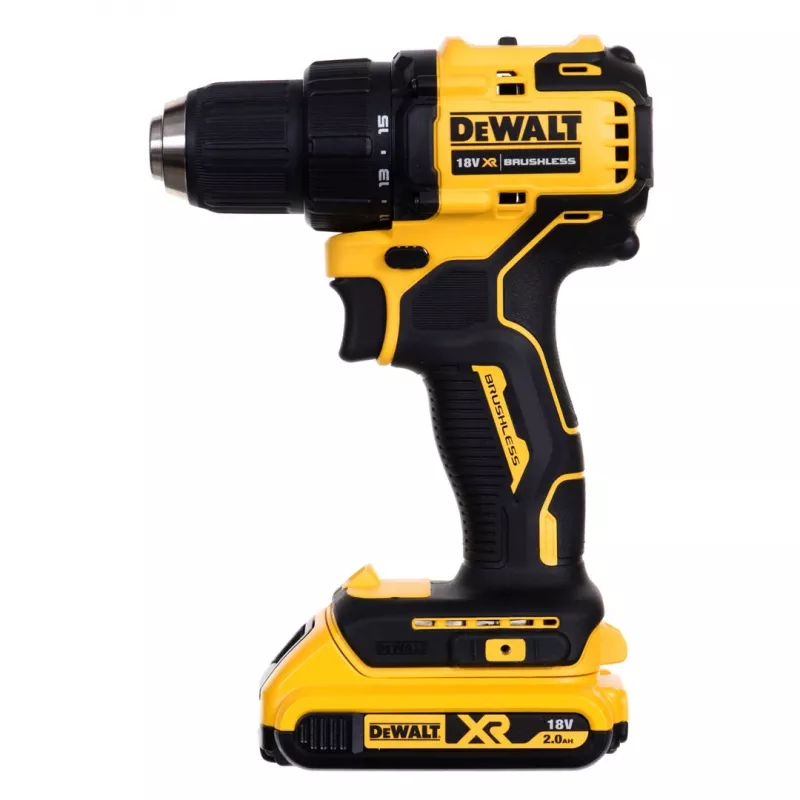 Akumulátorový vŕtací skrutkovač DCD708D2T, 18Volt žltá/čierna, 2x Li-Ion akumulátor 2,0 Ah, v TSTAK boxe