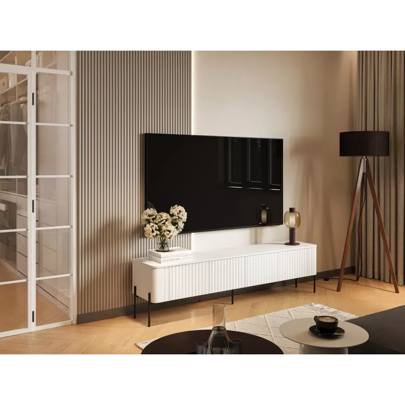TV skrinka Cama Meble VERA 190x40x50 cm, matná biela, drevotrieskový vrch