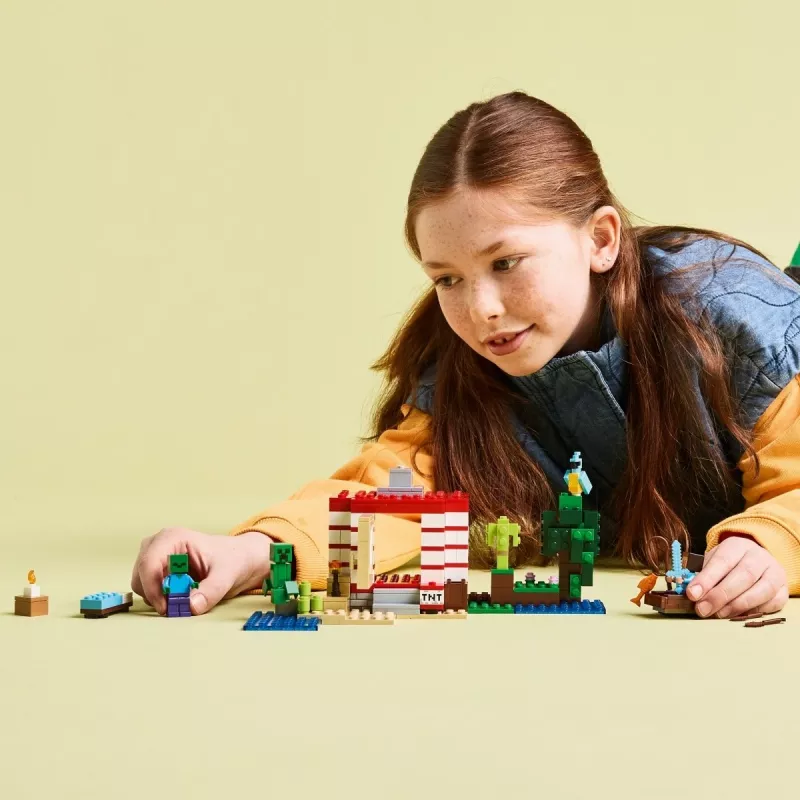 LEGO Minecraft sada 21275 TNT dom v džungli stavebná hračka, 287 dielov, 2 minifigúrky, od 8 rokov