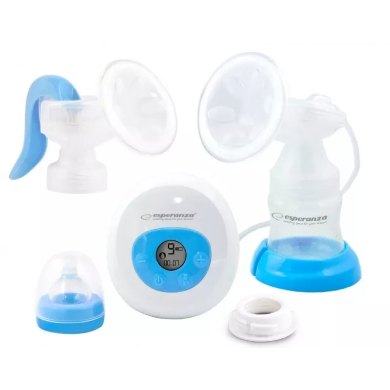 Odsávačka mlieka ESPERANZA ECM003B elektronická 150 ml, integrovaný displej, modrá/biela, 100–240 V AC