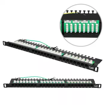 Patch panel Extralink CAT6 UTP 0.5U 24 portov