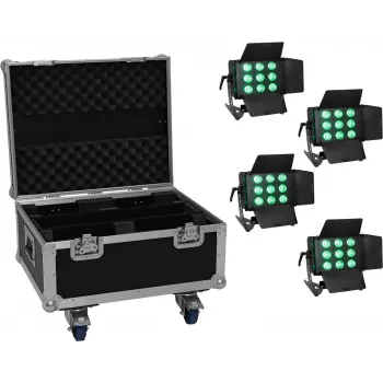 Sada LED svetiel EUROLITE CLS-9 QCL RGB/WW 9x7W — 9 reflektorov, RGB + teplá biela, každý 7W LED