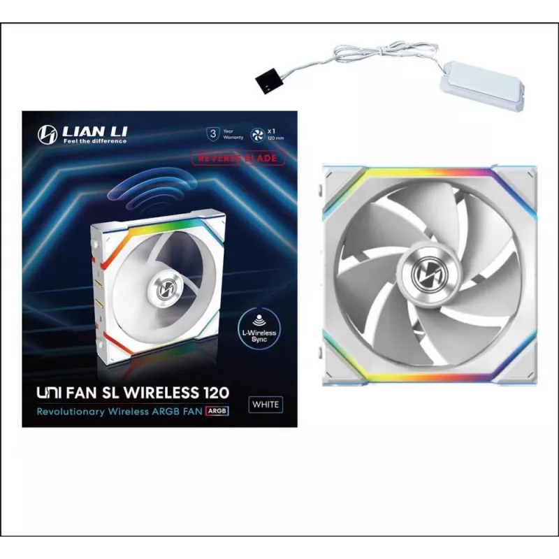 Lian Li UNI FAN SL Wireless 120 Reverse Blade G99.12RSL1W1W.00 skriňový ventilátor 120 mm ARGB PWM, biely