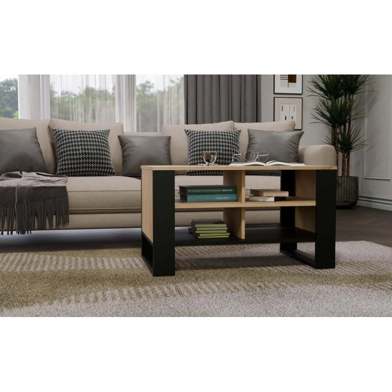Konferenčný stolík top e shop Topeshop STOLIK KAWOWY ŁAWA MODERN 4P Dub Artisan Czern