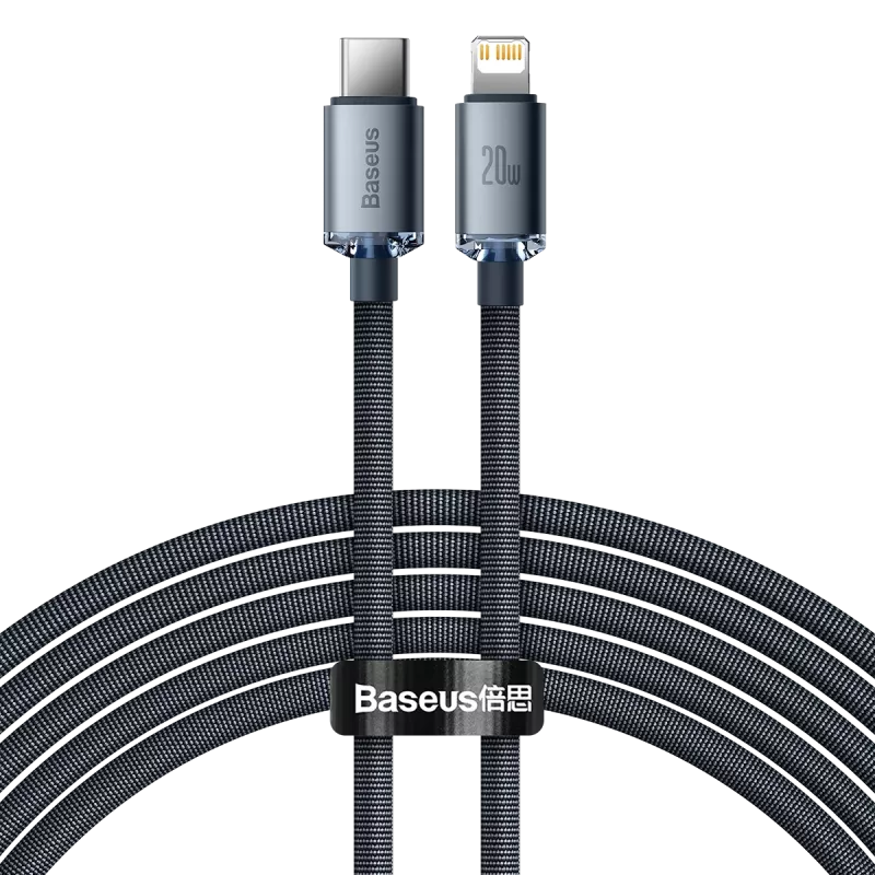 Baseus Crystal Shine CAJY000301 Kábel USB-C na Lightning, 20 W PD, 2 m, čierny