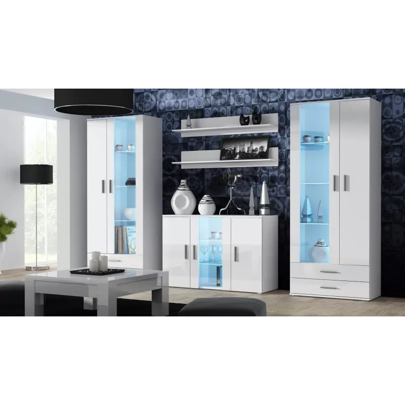 Cama komoda 120 cm SOHO S7 biela/biela lesklá