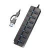 USB 3.2 Gen 1 hub, 7 portov s vypínačom, čierny