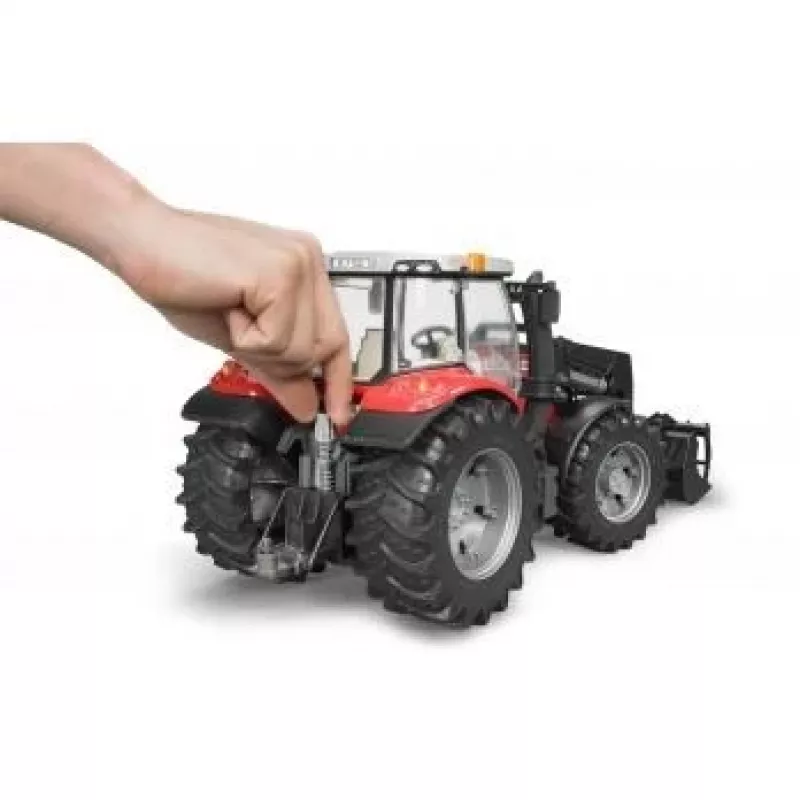 Hračkársky traktor BRUDER Massey Ferguson 7624 s čelným nakladačom, červený, pre deti od 3 rokov