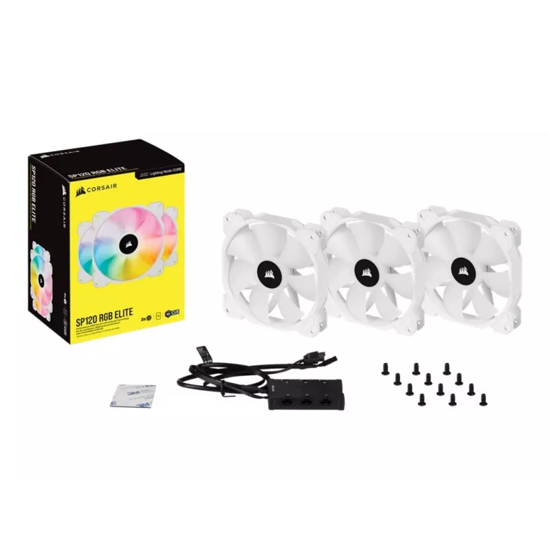 Corsair iCUE SP120 RGB ELITE Performance 120mm biely PWM ARGB ventilátor skrine trojbalenie