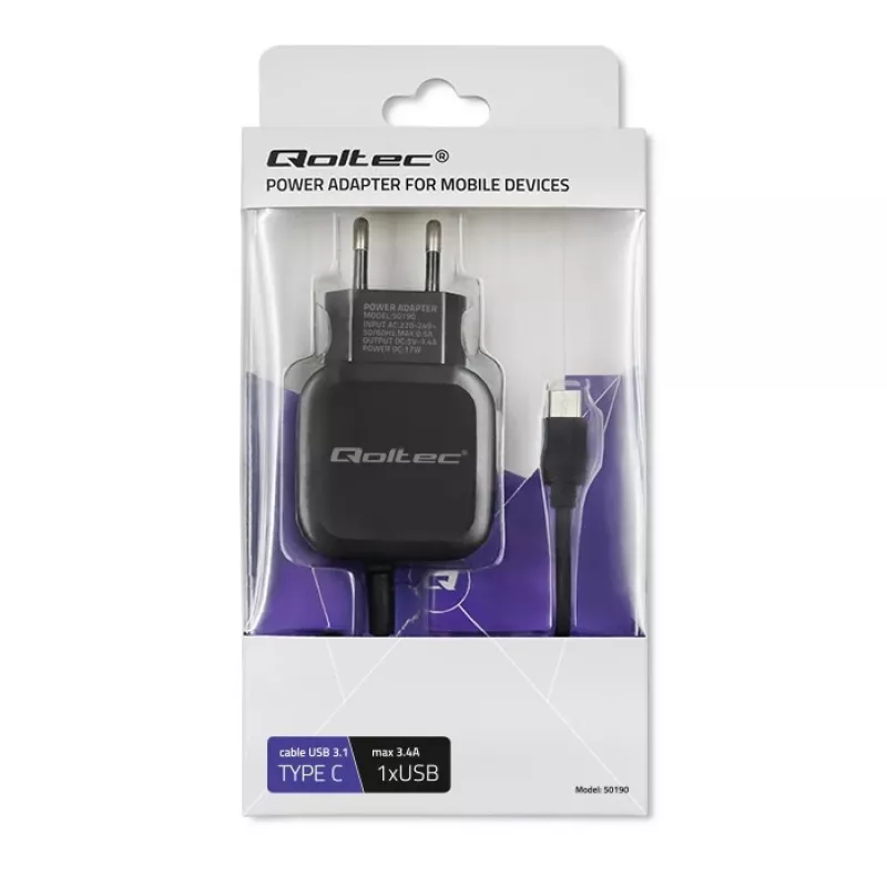 Qoltec 50190 nabíjačka pre mobilné zariadenia, mobil, tablet, telefón, univerzálna