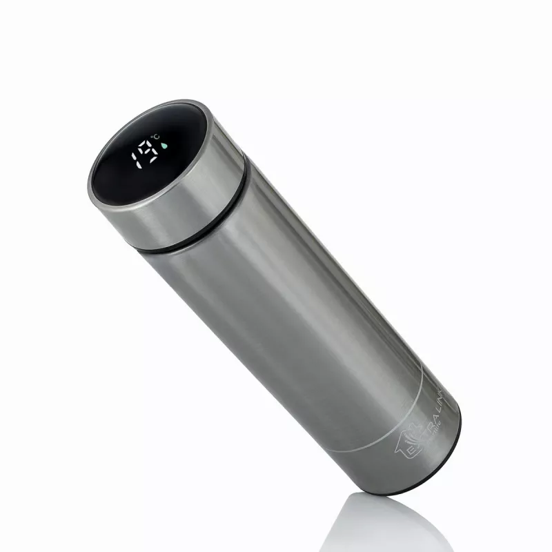 Extralink Smart Travel Mug strieborný, termohrnček s LED displejom
