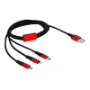 DeLOCK - kábel len na nabíjanie - Lightning / USB - USB (M) na Micro-USB Type-B, Lightning, USB-C (M) - 1,0 m - tienený - čierny (85892)
