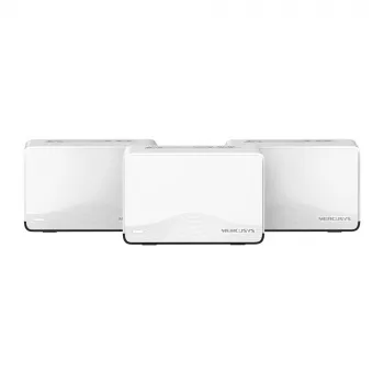 Mesh systém MERCUSYS Halo H27BE (balenie 3 ks) dualband 2,4/5 GHz Wi‑Fi 6, 3568 Mbit/s celkovo, 3x LAN porty, interné antény, biela