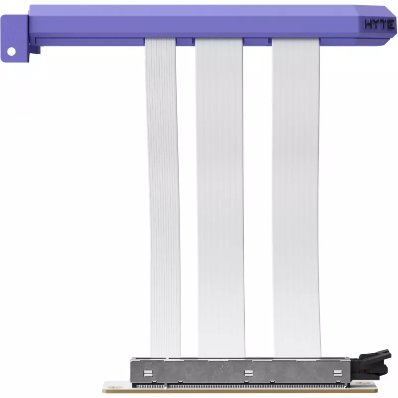 PCIe 5.0 Hyper Riser kábel od HYTE, model ACC-HYTE-PCIE50-TM, 20 cm, fialový/biely