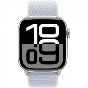 Apple Watch Series 10 hliníkové puzdro GPS + Cellular 42 mm strieborný Sport Loop modrý cloud