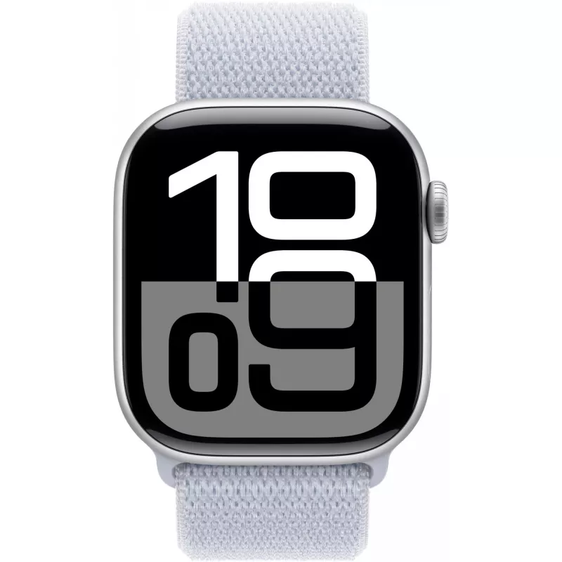 Apple Watch Series 10 hliníkové puzdro GPS + Cellular 42 mm strieborný Sport Loop modrý cloud