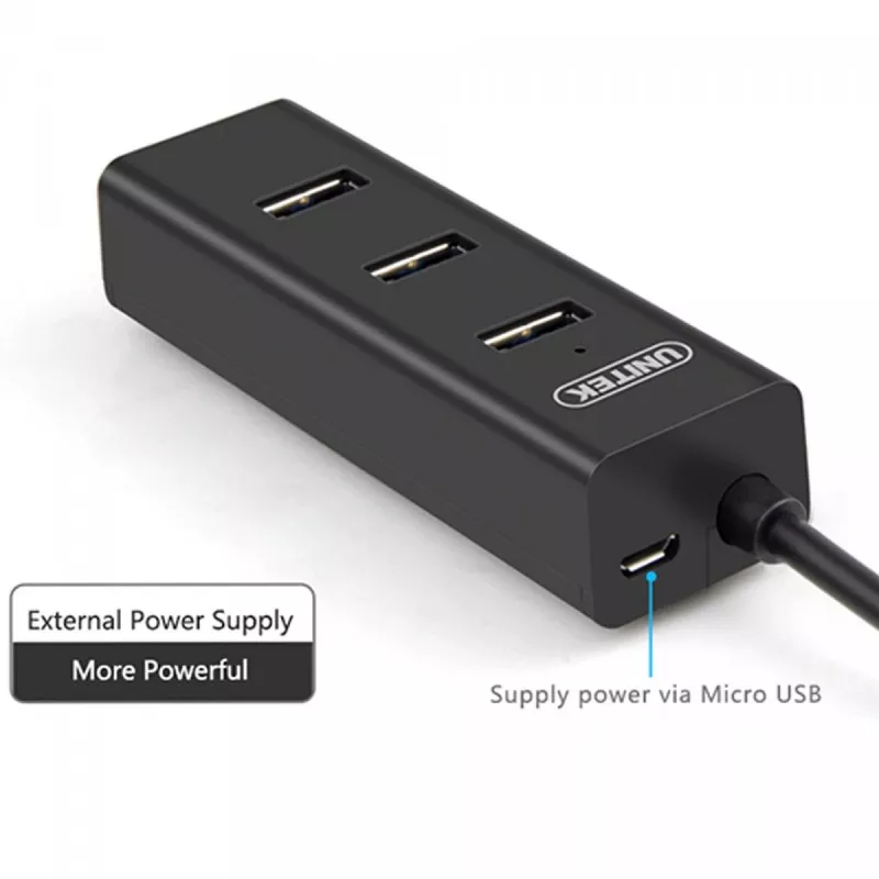 UNITEK Y-3089 rozhranie hub USB 3.2 Gen 1 (3.1 Gen 1) Type-A 5000 Mbit/s čierny