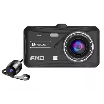 Dashcam TRACER 4TS Full HD Dual-Channel-Dashcam, 2 MP hlavná kamera, 0,4 MP vnútorná kamera, 140°/60° uhol, 4 palcový IPS displej, 150 mAh batéria, hliníkové puzdro, parkovací asistent