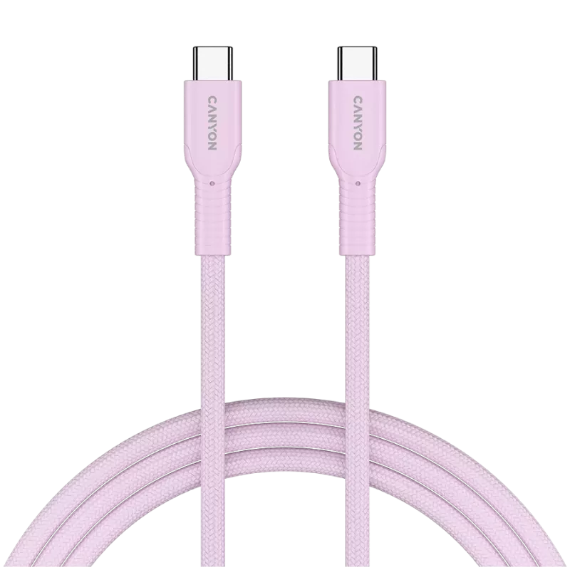 CANYON kábel OnWire 60CL C-C 60W COLOR pletený 1m ružový