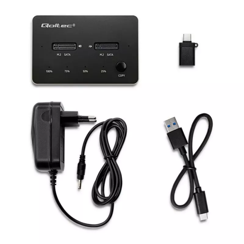 Qoltec 50310 dokovacia stanica 2x SSD M.2 SATA NGFF USB Type-C