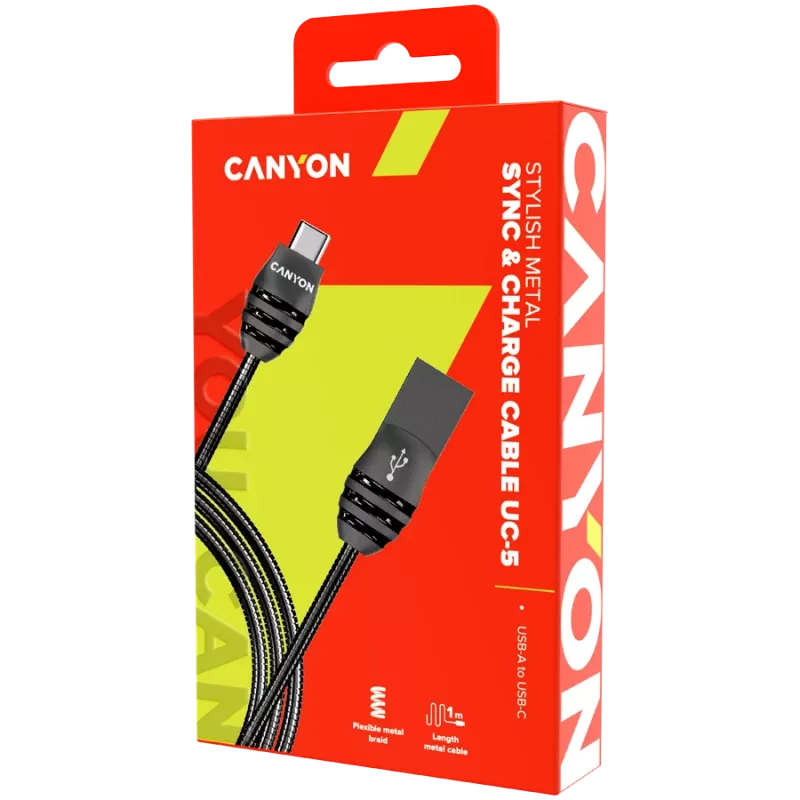CANYON kábel UC-5 USB-C 10W 1m tmavosivý