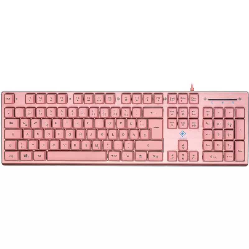 Deltaco GAM-021-RGB-P-DE - plná veľkosť (100%) - USB - membránové spínače - QWERTZ - ružová