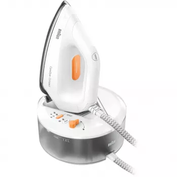 Braun CareStyle Compact IS 2132 WH parná žehliaca stanica, 2400 W, 1,5 l, 400 g/min, žehliaca plocha EloxalPlus, biela/oranžová
