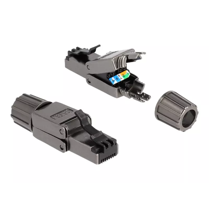 Sieťový kábel DeLOCK RJ45 samec Cat.8.1 STP bez nástrojov čierny