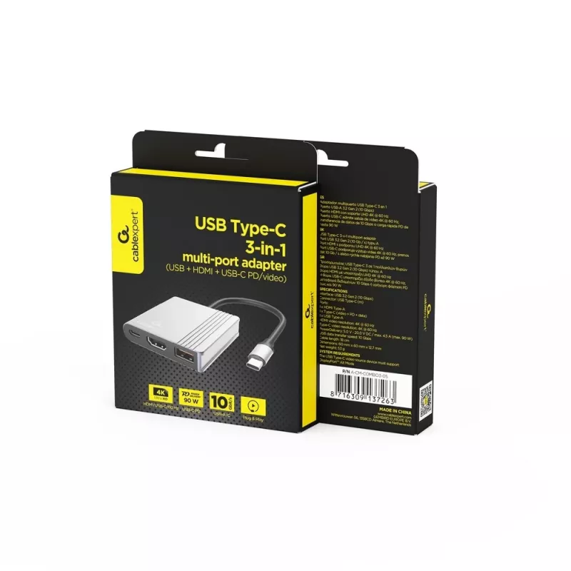 I/O adaptér USB-C na HDMI/USB3/3IN1 A-CM-COMBO3-05 GEMBIRD