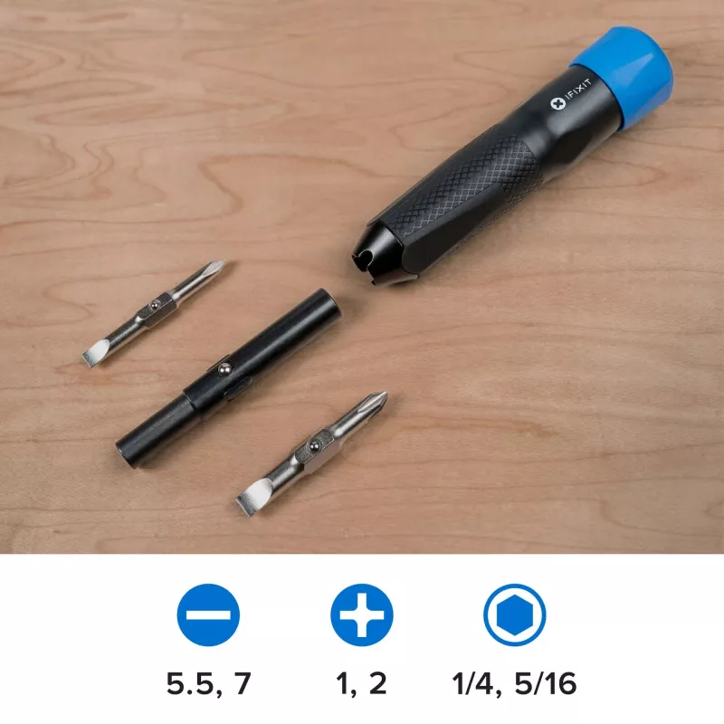 iFixit Narwhal skrutkovač 6 v 1 s aretačným otočným uzáverom, čierny