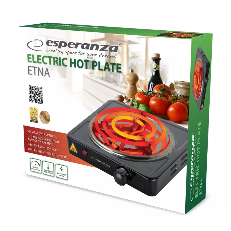 Esperanza EKH012K varná doska čierna stolová 21 cm 1 zóna