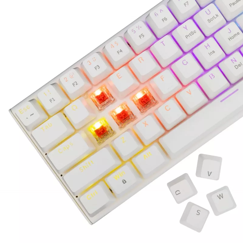 Mechanická klávesnica White Shark Wakizashi-2 US Red Switch, Tenkeyless/US-layout, biela