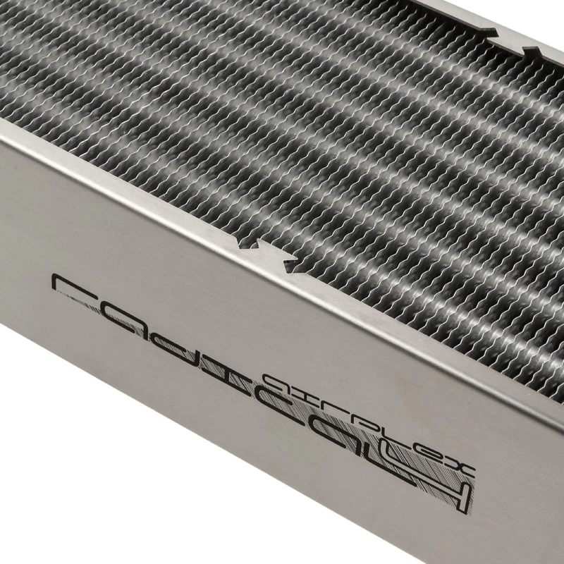 Radiátorový blok Aqua-Computer 33706 — hliník/meď/nerez, 320×140×73 mm, sivá/strieborná