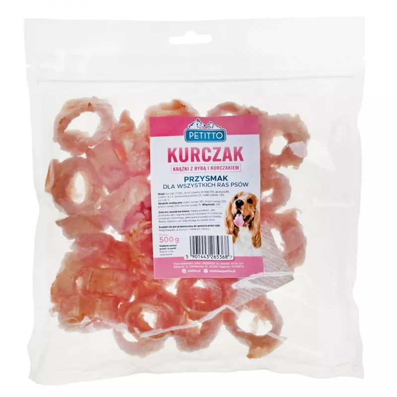 PETITTO Rybie a kuracie krúžky - psie maškrty - 500 g