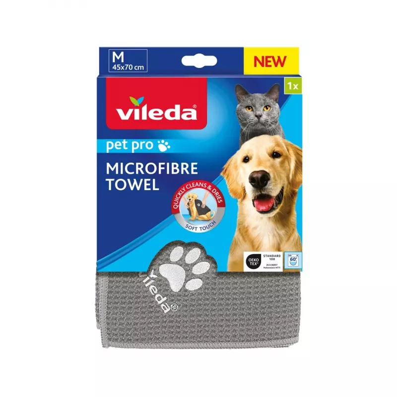 Uterák VILEDA Pet Wipes 172650 450x700 mm, polyester, prateľný v práčke, sivý
