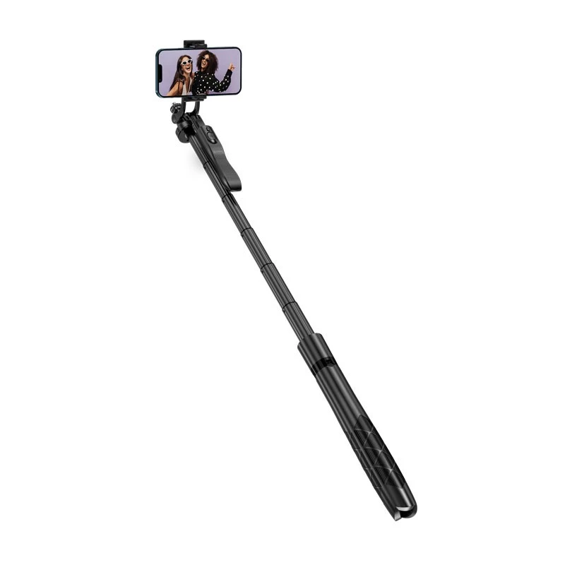 Statívový selfie stick Crong CRGSGU1BLK hliníkový Bluetooth s vyklápacími nožičkami a držiakom na telefón