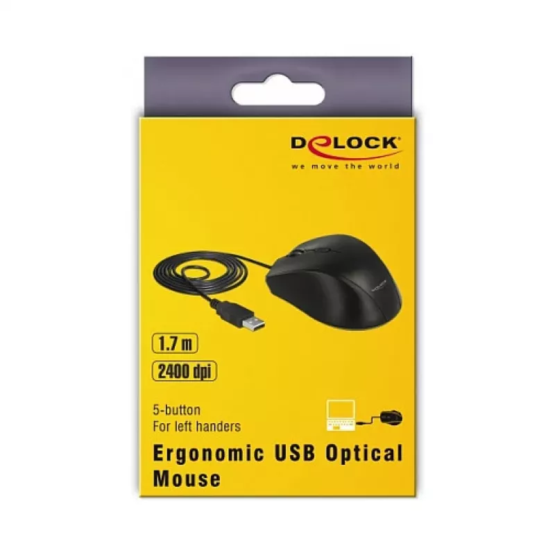 Myš DeLOCK 12548 Office ľavá ruka USB Type-A optická 2400 DPI