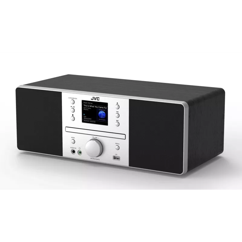 JVC RD-E874B Audiosystém All-in-One, internetové/DAB+/FM rádio, CD, Bluetooth, 20 W, čierny