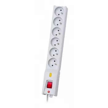 Lestar LX 610 Predlžovacia lišta s prepäťovou ochranou, 6 zásuviek, 1,5 m, sivá